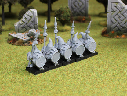 Ranger Dwarves with Spear, Fantasy Skirmish Miniatures by MoM Miniatures, perfect for Fantasy Wargames and RPGs