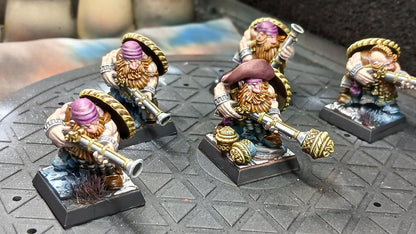 Dwarven Pirate Harquebusiers, Fantasy Skirmish Miniatures by MoM Miniatures, perfect for Fantasy Wargames and RPGs