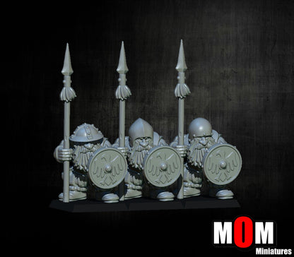 Imperial Dwarf Spearmen, Fantasy Skirmish Miniatures by MoM Miniatures, perfect for Fantasy Wargames and RPGs