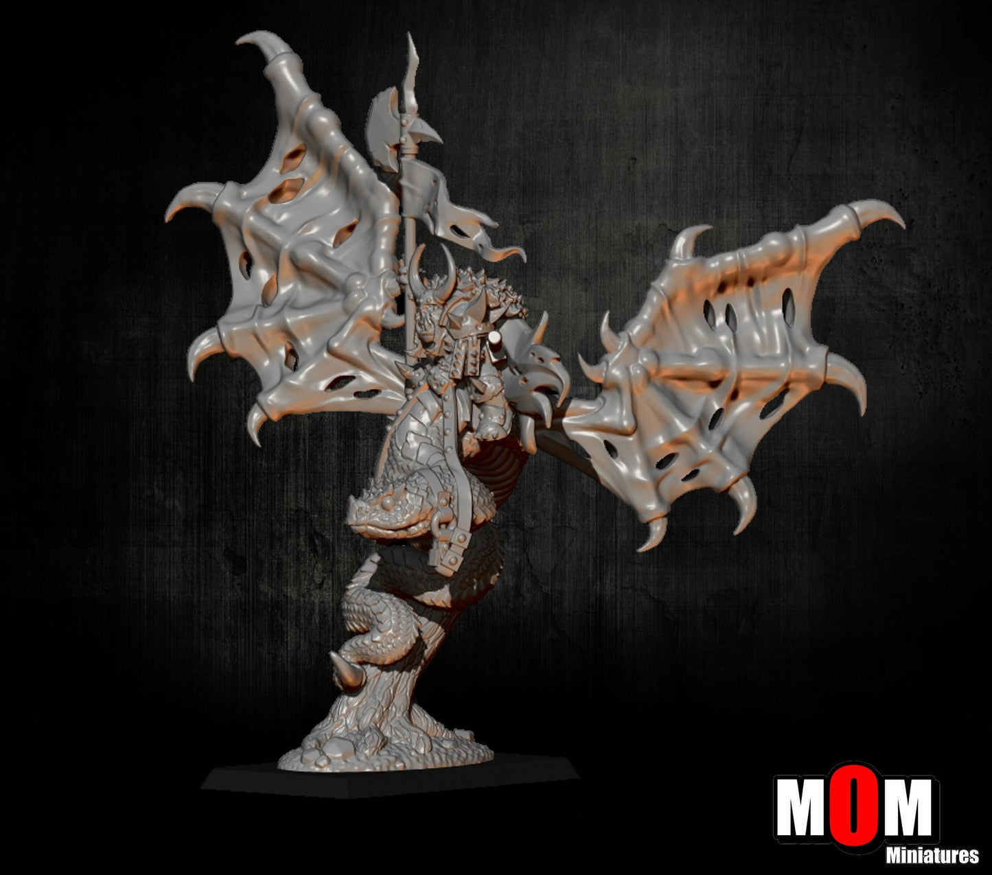 Orc Chief on Winged Serpent, Fantasy Skirmish Miniatures by MoM Miniatures, perfect for Fantasy Wargames and RPGs