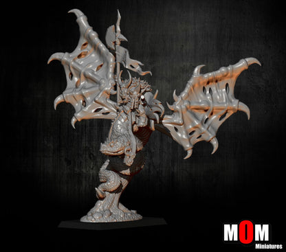 Orc Chief on Winged Serpent, Fantasy Skirmish Miniatures by MoM Miniatures, perfect for Fantasy Wargames and RPGs