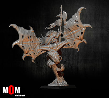 Orc Chief on Winged Serpent, Fantasy Skirmish Miniatures by MoM Miniatures, perfect for Fantasy Wargames and RPGs