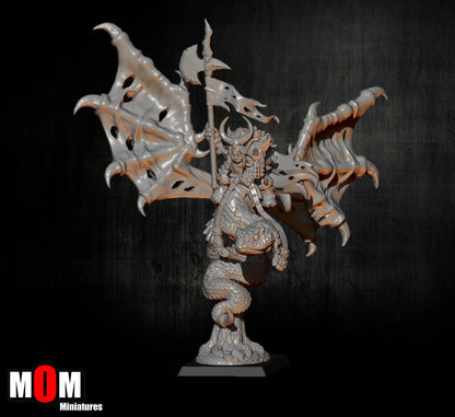 Orc Chief on Winged Serpent, Fantasy Skirmish Miniatures by MoM Miniatures, perfect for Fantasy Wargames and RPGs
