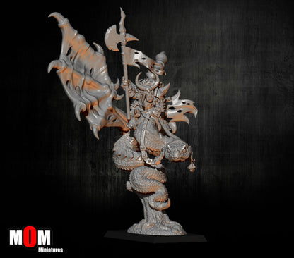 Orc Chief on Winged Serpent, Fantasy Skirmish Miniatures by MoM Miniatures, perfect for Fantasy Wargames and RPGs