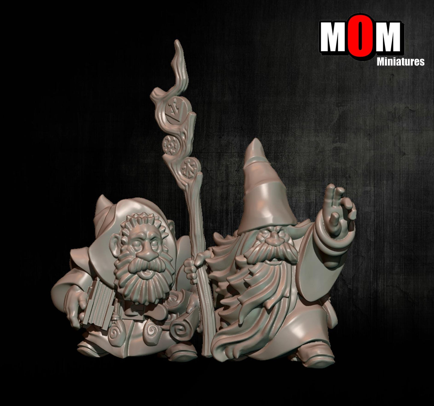 Wizard and Apprentice Dwarf, Fantasy Skirmish Miniatures by MoM Miniatures, perfect for Fantasy Wargames and RPGs