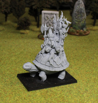 Dwarf King of the Forest on Turtle, Fantasy Skirmish Miniatures by MoM Miniatures, perfect for Fantasy Wargames and RPGs