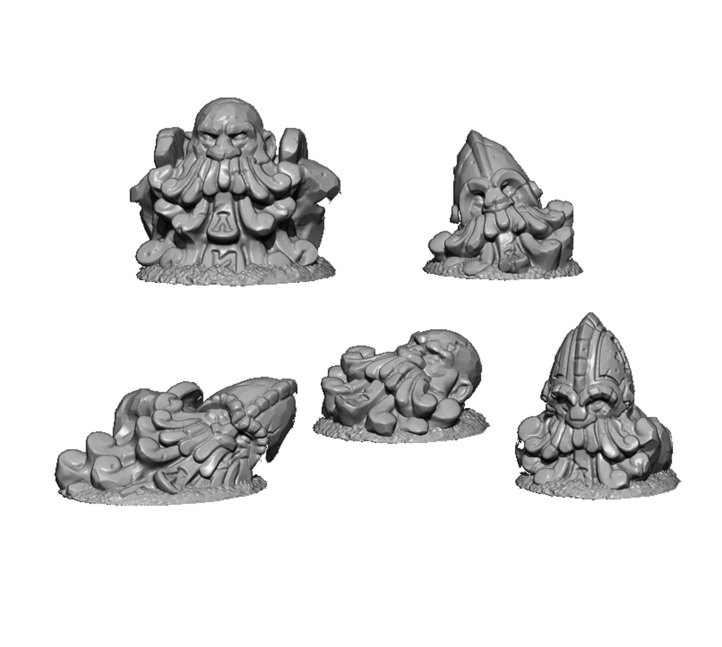 Dwarf Statue Heads, Fantasy Skirmish Miniatures by MoM Miniatures, perfect for Fantasy Wargames and RPGs
