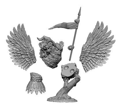 Dwarf Lord on Owl, Fantasy Skirmish Miniatures by MoM Miniatures, perfect for Fantasy Wargames and RPGs