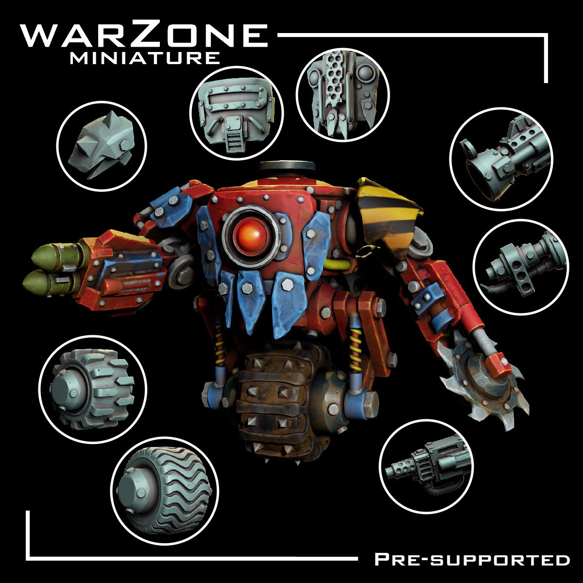 Orkaz vehicle / Ork Rustroller, Grimdark Orkish Menace Sculpted by WarZone Miniature, Scaled for Sci-Fi Miniature Wargames