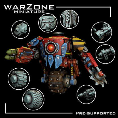 Orkaz vehicle / Ork Rustroller, Grimdark Orkish Menace Sculpted by WarZone Miniature, Scaled for Sci-Fi Miniature Wargames