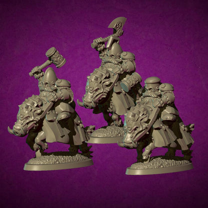 Dwarf Cavalry, Fantasy Skirmish Miniatures by MoM Miniatures, perfect for Fantasy Wargames and RPGs