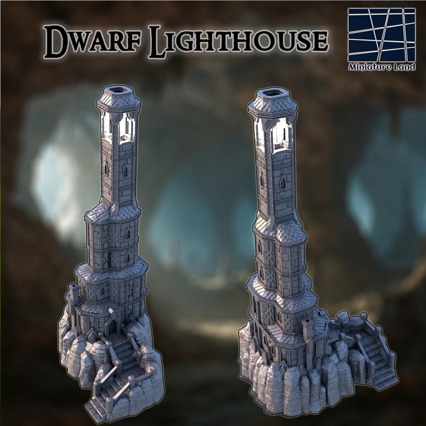 Dwarf Lighthouse - Tabletop Terrain - 28 MM, Tabletop 3D Printed Terrain by MiniatureLand, Perfect for Wargaming and RPGs