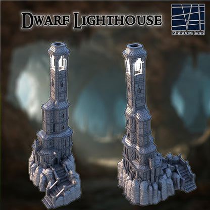 Dwarf Lighthouse - Tabletop Terrain - 28 MM, Tabletop 3D Printed Terrain by MiniatureLand, Perfect for Wargaming and RPGs