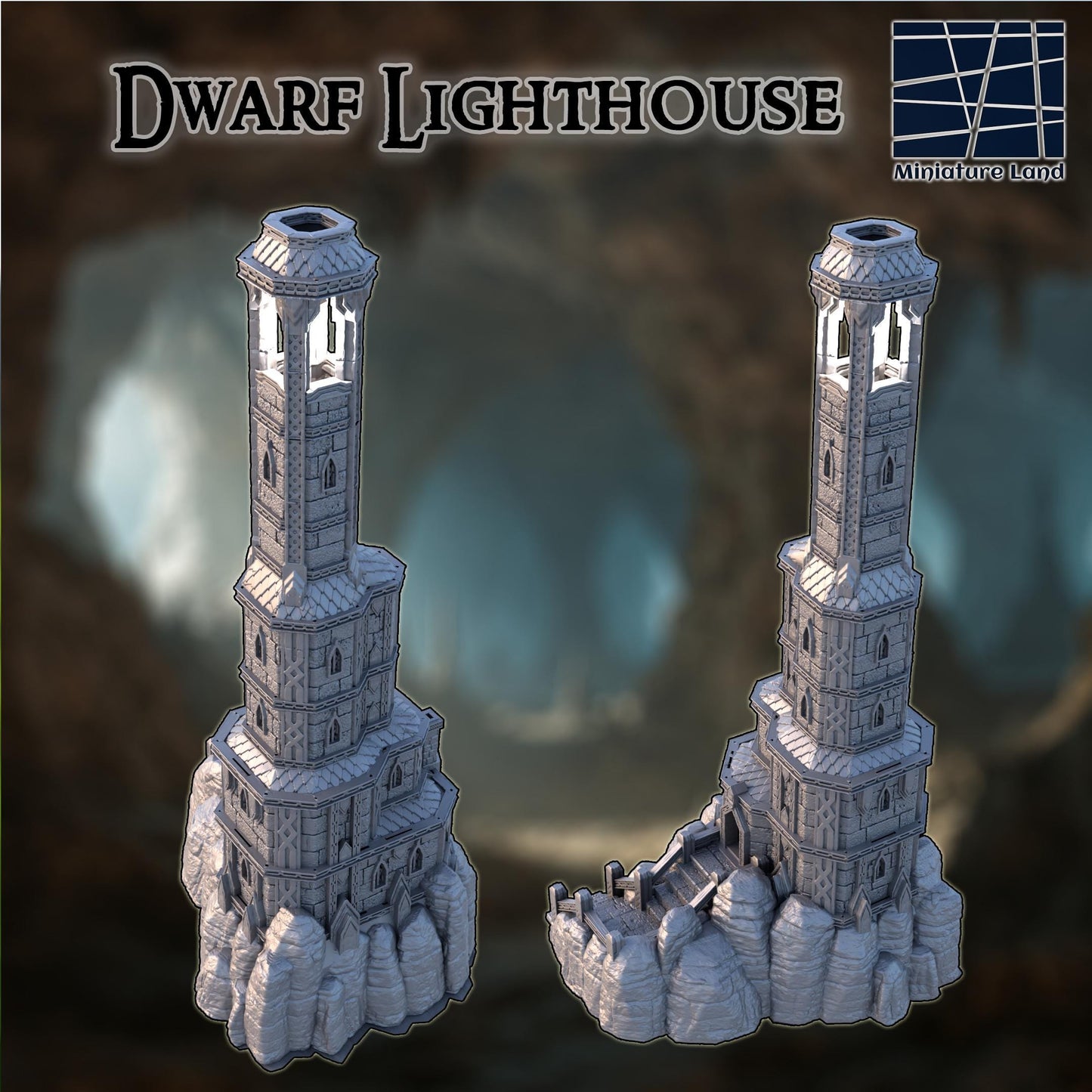 Dwarf Lighthouse - Tabletop Terrain - 28 MM, Tabletop 3D Printed Terrain by MiniatureLand, Perfect for Wargaming and RPGs