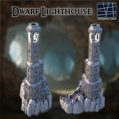 Dwarf Lighthouse - Tabletop Terrain - 28 MM, Tabletop 3D Printed Terrain by MiniatureLand, Perfect for Wargaming and RPGs