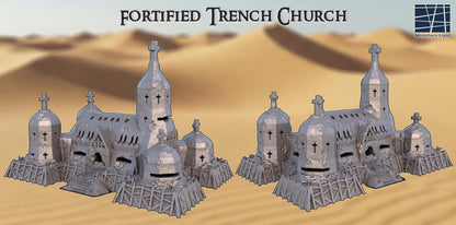 Fortified Trench Church - Tabletop Terrain - 32MM, 28 MM, Tabletop 3D Printed Terrain by MiniatureLand, Perfect for Wargaming and RPGs