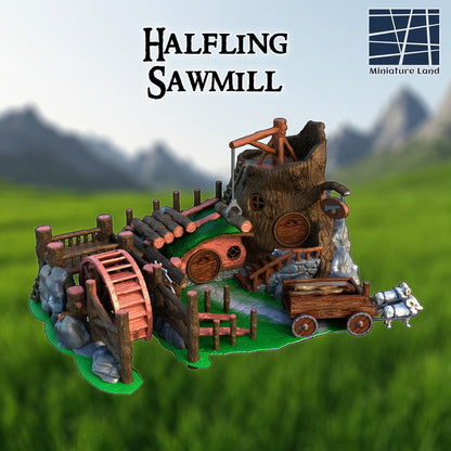 Halfling Sawmill - Tabletop Terrain - 28 MM, Tabletop 3D Printed Terrain by MiniatureLand, Perfect for Wargaming and RPGs