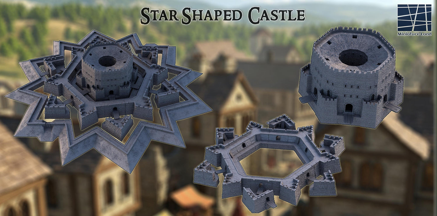 Star Fort - Tabletop Terrain - 28 MM, Tabletop 3D Printed Terrain by MiniatureLand, Perfect for Wargaming and RPGs