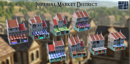 Imperial Market District - Tabletop Terrain - 28 MM, Tabletop 3D Printed Terrain by MiniatureLand, Perfect for Wargaming and RPGs