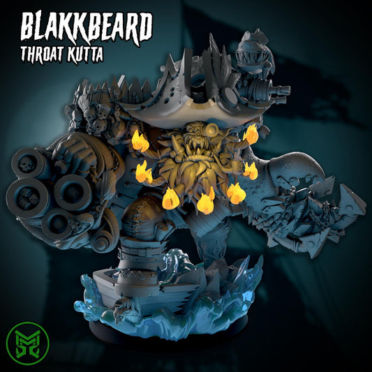 BlakkBeard Throat Kutta, Space-Faring Orks Sculpted by Mekka Miniatures, Grimdark Compatible, Scaled for Sci-Fi Miniature Wargames