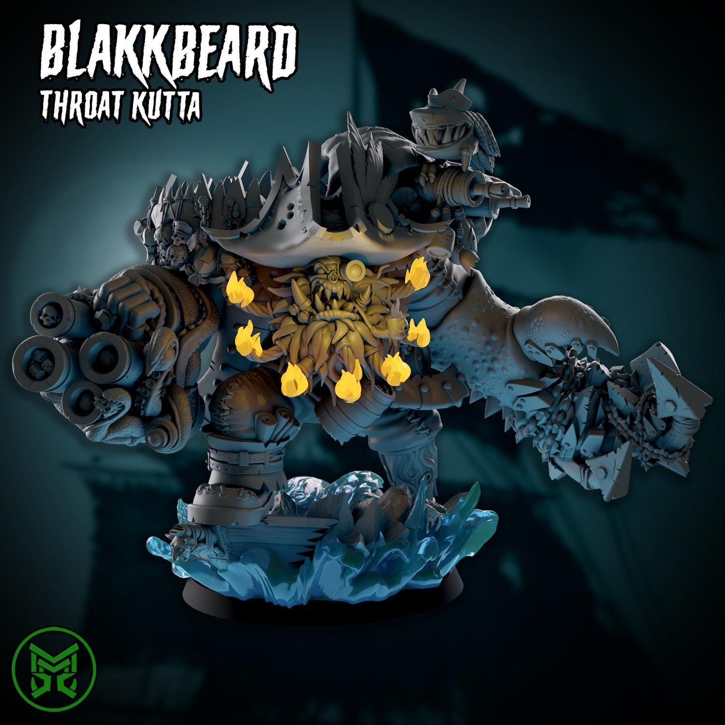 BlakkBeard Throat Kutta, Space-Faring Orks Sculpted by Mekka Miniatures, Grimdark Compatible, Scaled for Sci-Fi Miniature Wargames