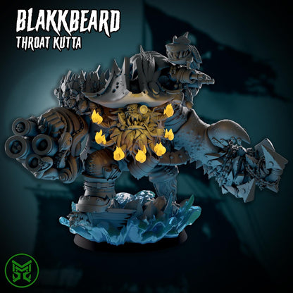BlakkBeard Throat Kutta, Space-Faring Orks Sculpted by Mekka Miniatures, Grimdark Compatible, Scaled for Sci-Fi Miniature Wargames