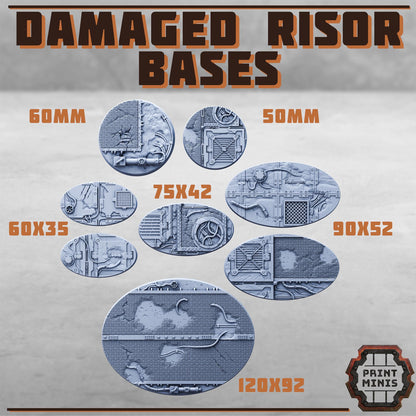 Damaged Risor District Bases, Round Bases for use in Tabletop Wargames by Print Minis