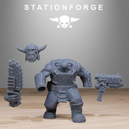 Orkaz Bros Infantry, Space-Faring Orkish Menace Sculpted by STATIONFORGE, Grimdark Compatible, Sci-Fi Wargame Scale