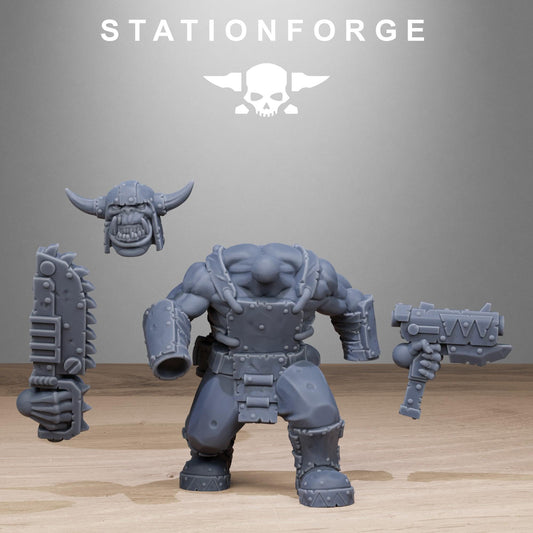 Orkaz Bros Infantry, Space-Faring Orkish Menace Sculpted by STATIONFORGE, Grimdark Compatible, Sci-Fi Wargame Scale