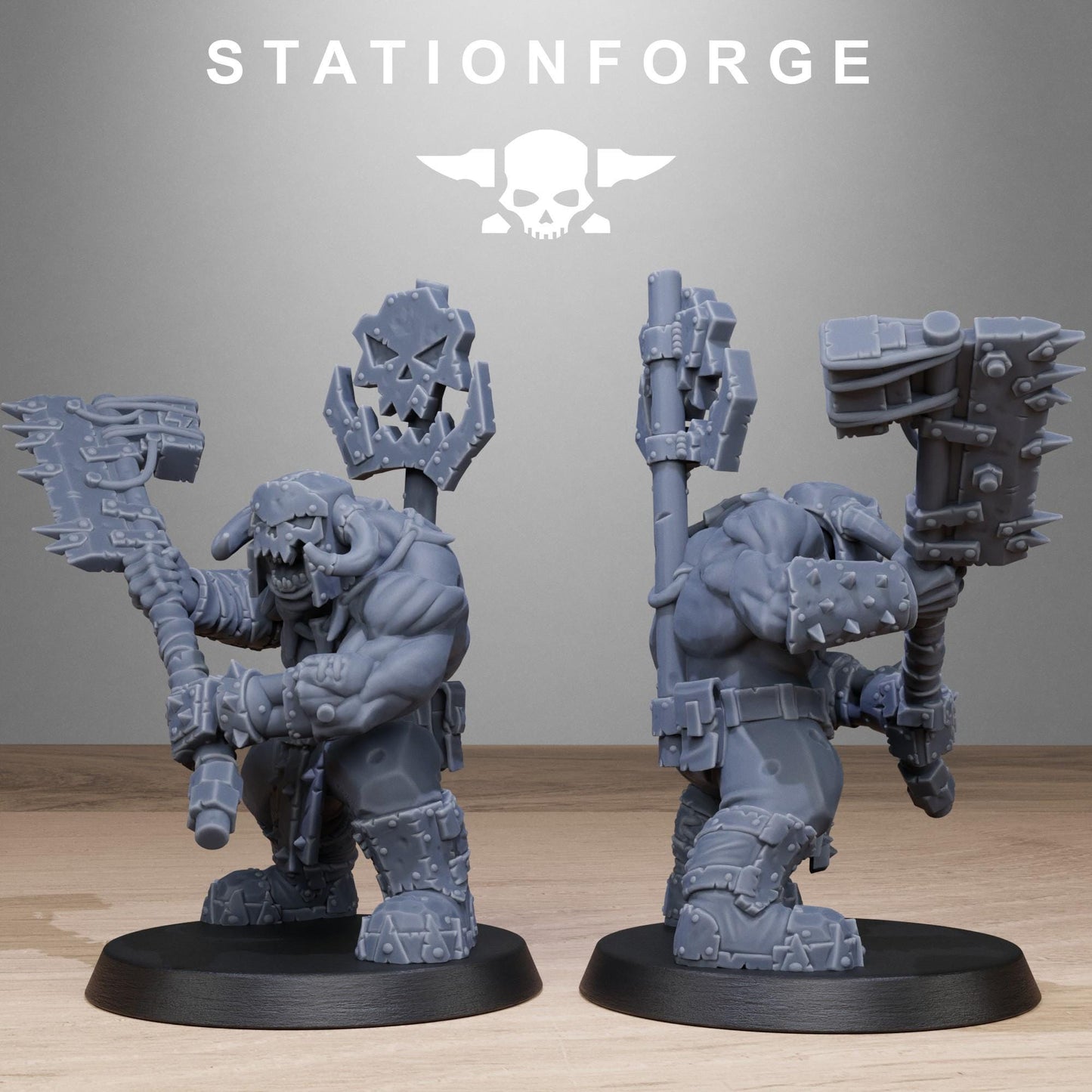 Orkaz Bros Infantry, Space-Faring Orkish Menace Sculpted by STATIONFORGE, Grimdark Compatible, Sci-Fi Wargame Scale