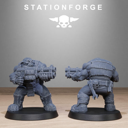 Orkaz Bros Infantry, Space-Faring Orkish Menace Sculpted by STATIONFORGE, Grimdark Compatible, Sci-Fi Wargame Scale