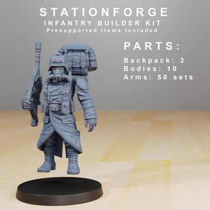GrimGuard Infantry Builder, Death Korps Proxy, Sci-Fi Wargames Miniatures by STATIONFORGE