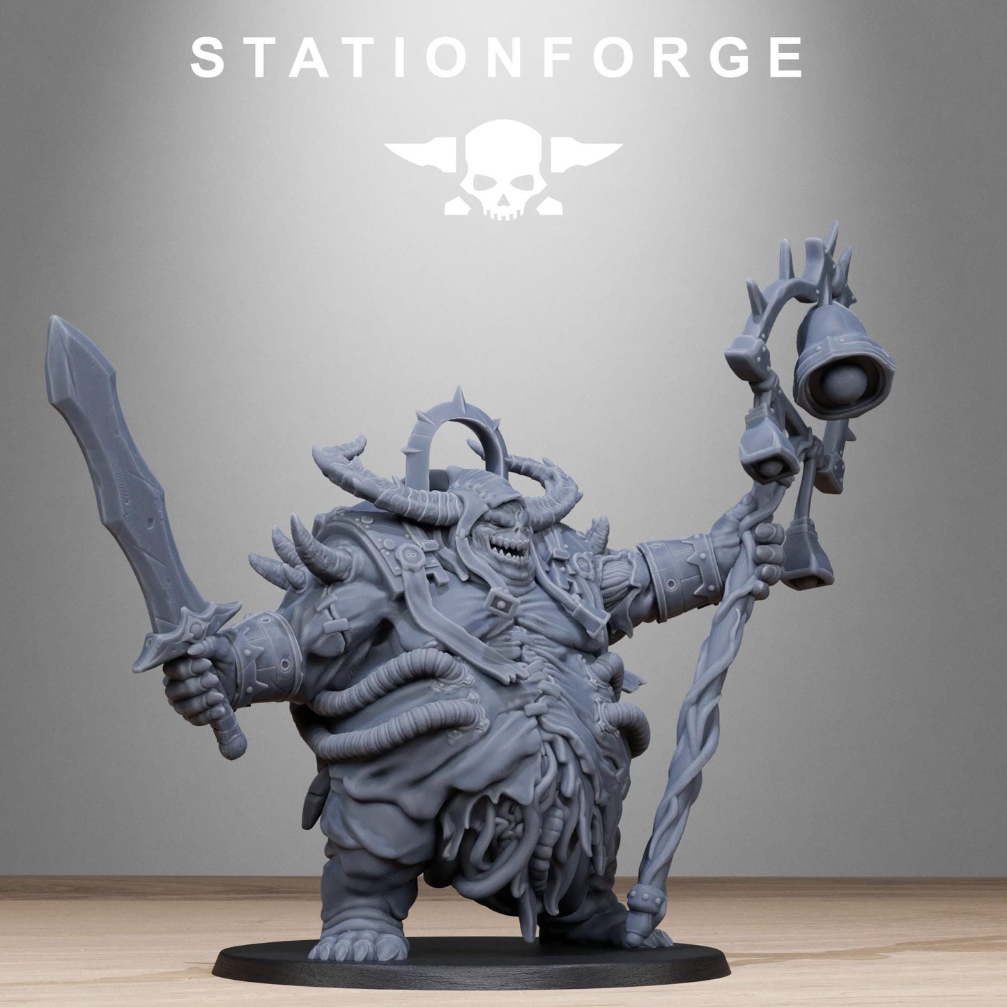 Corrupted Lord of the Filth, Chaotic Daemonic Monopose Miniatures Sculpted by STATIONFORGE  for Wargames set in the Grimdark Future