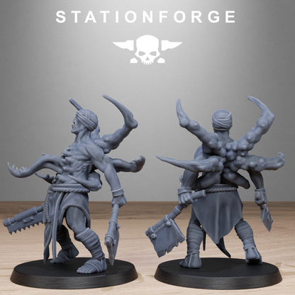 Corrupted Guard Butchers, Chaos Worshipper Sci-Fi Wargames Miniatures by STATIONFORGE, Corrupted Imperial Guard