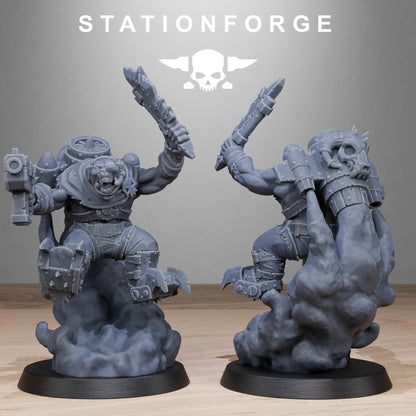 Orkaz Flyers, Space-Faring Orkish Menace Sculpted by STATIONFORGE, Grimdark Compatible, Scaled for Sci-Fi Miniature Wargames