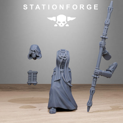 Scavenger Sister Priests, Space Techno-bots, modular Sci-Fi warriors by STATIONFORGE, Sci-Fi Wargames Cyber-themed Grimdark miniatures