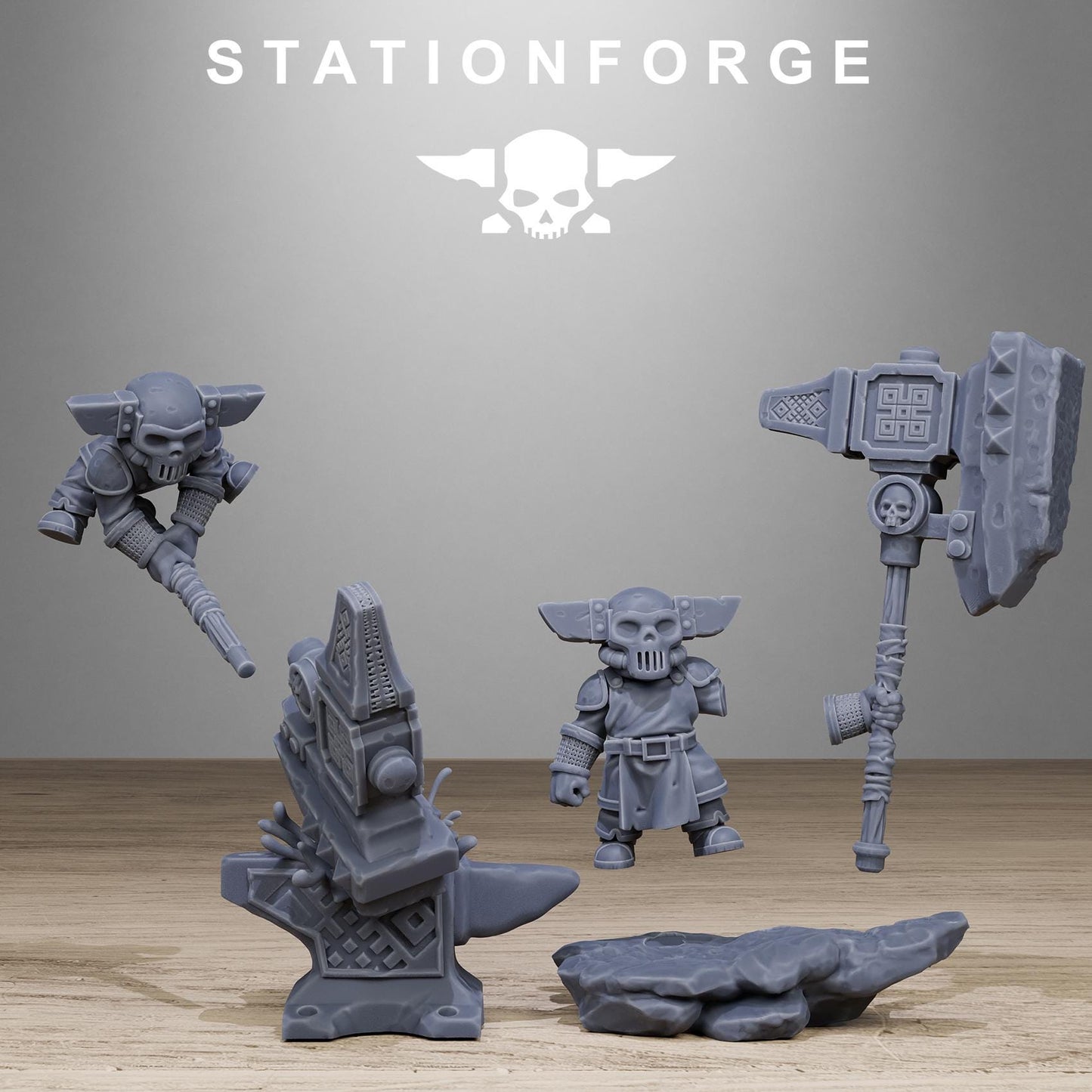 Forgeling, Blacksmith Maskot Sci-Fi Wargames Miniatures by STATIONFORGE, Tiny Cute Blacksmith
