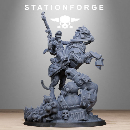 GrimGuard Officer Horseman, Death Korps Proxy, Sci-Fi Wargames Miniatures by STATIONFORGE