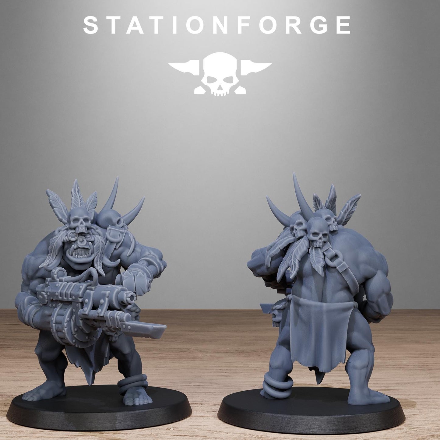 Orkaz Tribal Infantry, Space-Faring Orkish Menace Sculpted by STATIONFORGE, Grimdark Compatible, Sci-Fi Wargame Scale