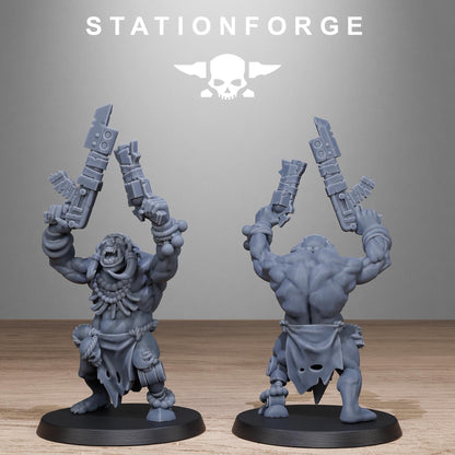 Orkaz Tribal Infantry, Space-Faring Orkish Menace Sculpted by STATIONFORGE, Grimdark Compatible, Sci-Fi Wargame Scale