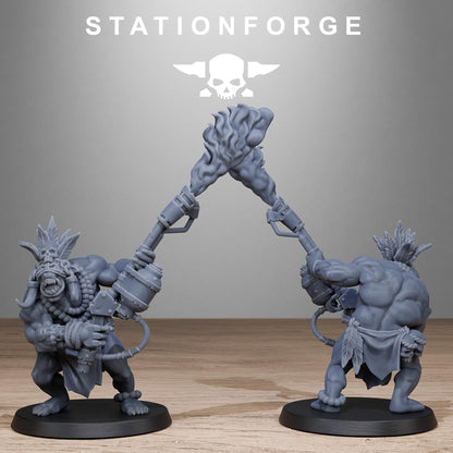Orkaz Tribal Infantry, Space-Faring Orkish Menace Sculpted by STATIONFORGE, Grimdark Compatible, Sci-Fi Wargame Scale