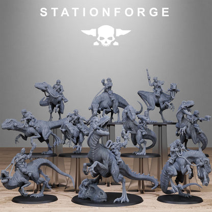 GrimGuard Jungle Raptors, Modular Set Miniatures by STATIONFORGE,  Imperial guard cavalry regiment