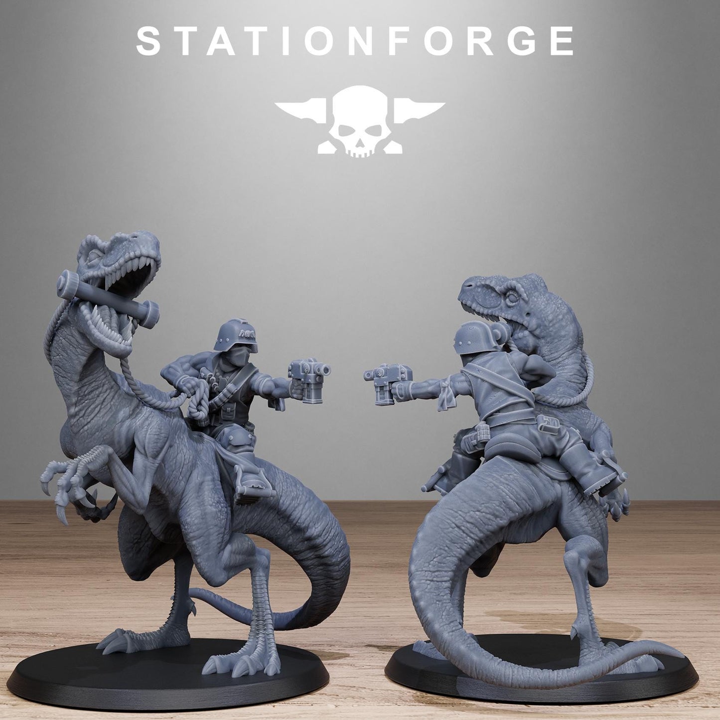 GrimGuard Jungle Raptors, Modular Set Miniatures by STATIONFORGE,  Imperial guard cavalry regiment