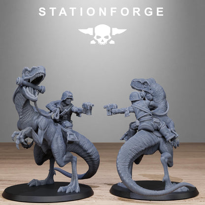 GrimGuard Jungle Raptors, Modular Set Miniatures by STATIONFORGE,  Imperial guard cavalry regiment