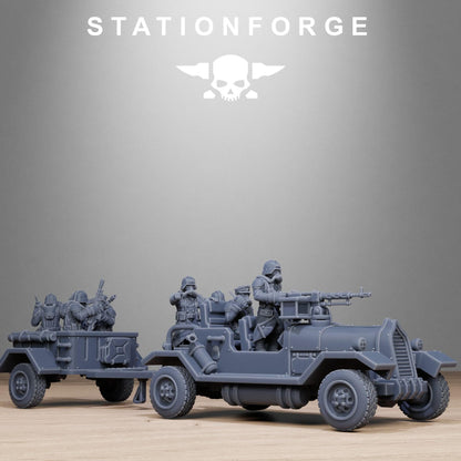 GrimGuard Support Vehicles, Modular Sci-Fi Guardsmen Vehicles by STATIONFORGE, Sci-fi Wargames Proxy, Imperial Guard Transports