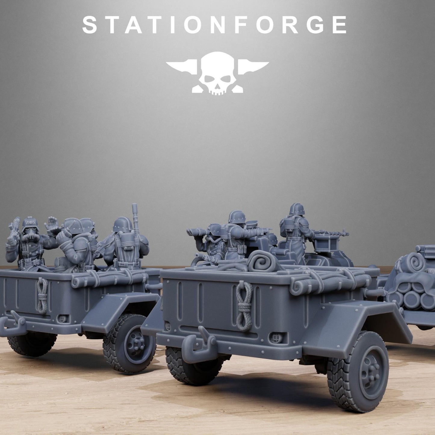 GrimGuard Support Vehicles, Modular Sci-Fi Guardsmen Vehicles by STATIONFORGE, Sci-fi Wargames Proxy, Imperial Guard Transports