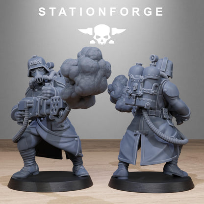 GrimGuard Flamers, Death Korps Proxy, Sci-Fi Wargames Miniatures by STATIONFORGE