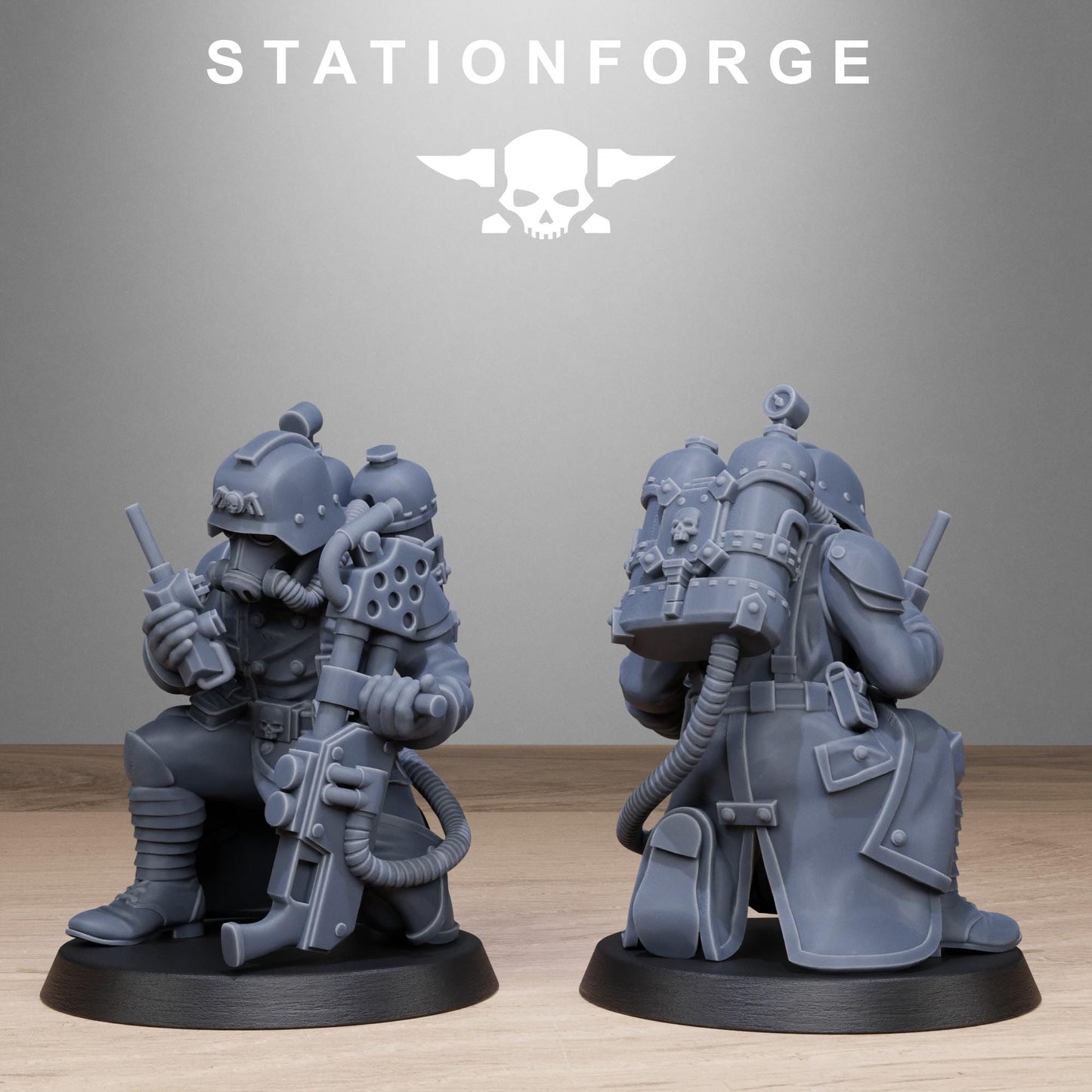 GrimGuard Flamers, Death Korps Proxy, Sci-Fi Wargames Miniatures by STATIONFORGE