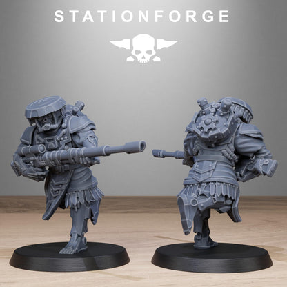 Scavenger Snipers, Space Techno-bots, modular Sci-Fi warriors by STATIONFORGE, Sci-Fi Wargames Cyber-themed Grimdark miniatures