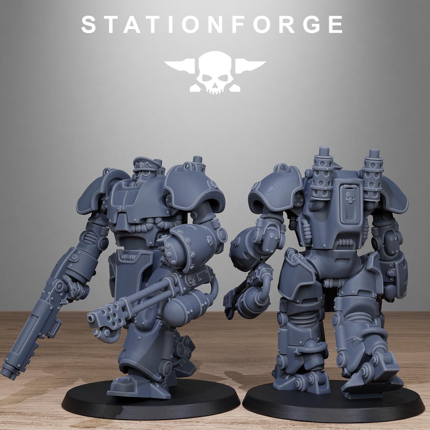 GrimGuard Power Armor Modular Set Miniatures by STATIONFORGE,  Imperial Guard Mechanized Infantry regiment